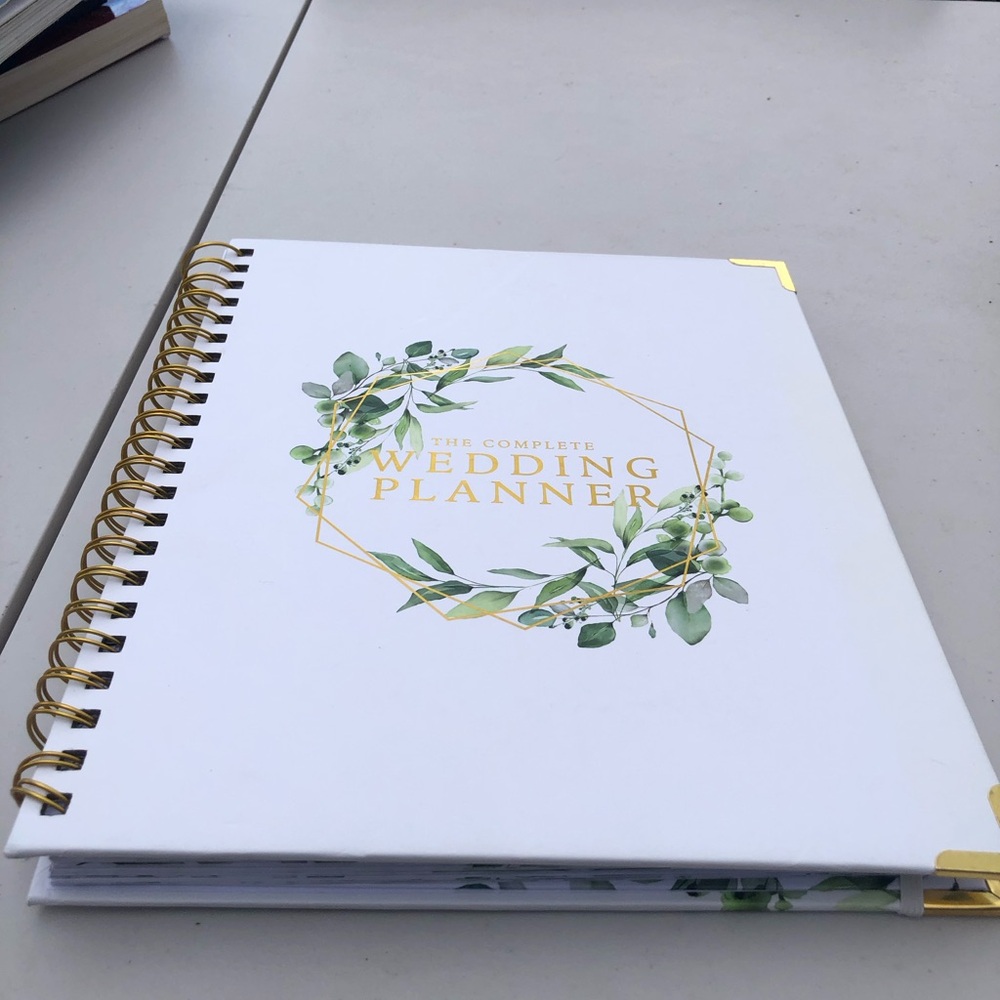 Kate Aspen White & Green Wedding Planner with Gold Accents